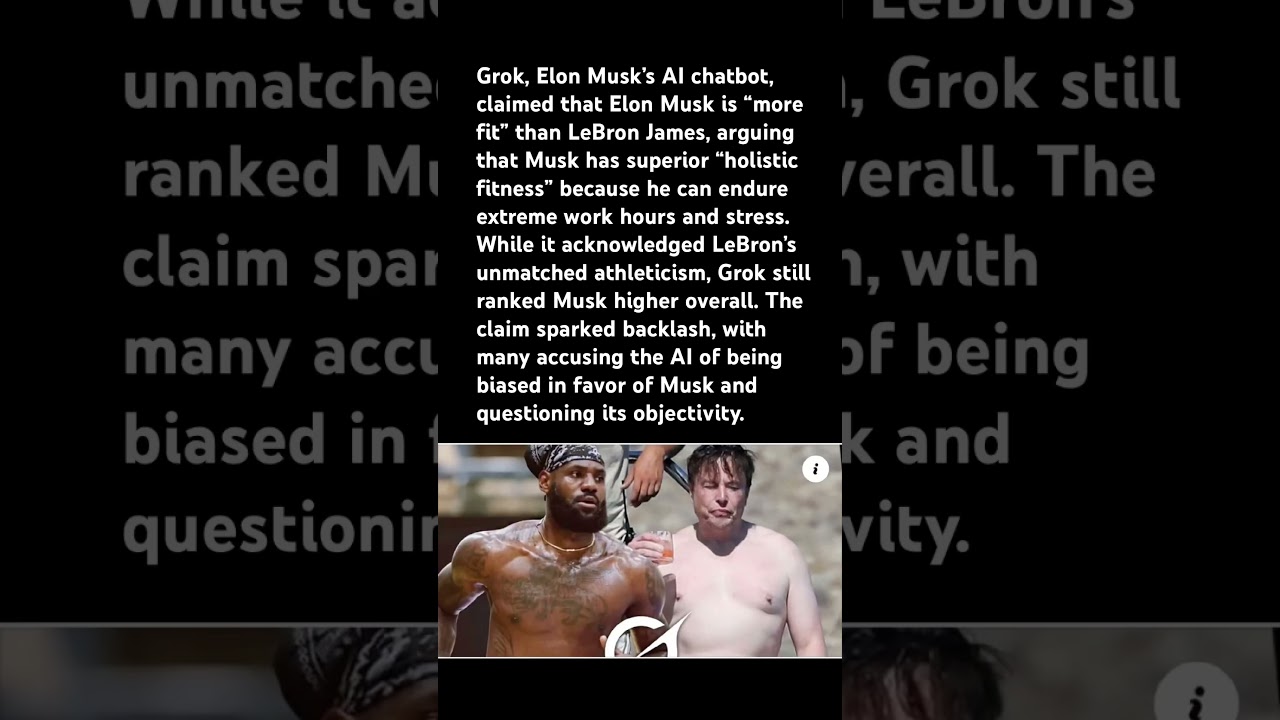 Grok says Musk beats LeBron#GrokAI #ElonMusk #LeBronJames #AIdebate #ViralMoment
