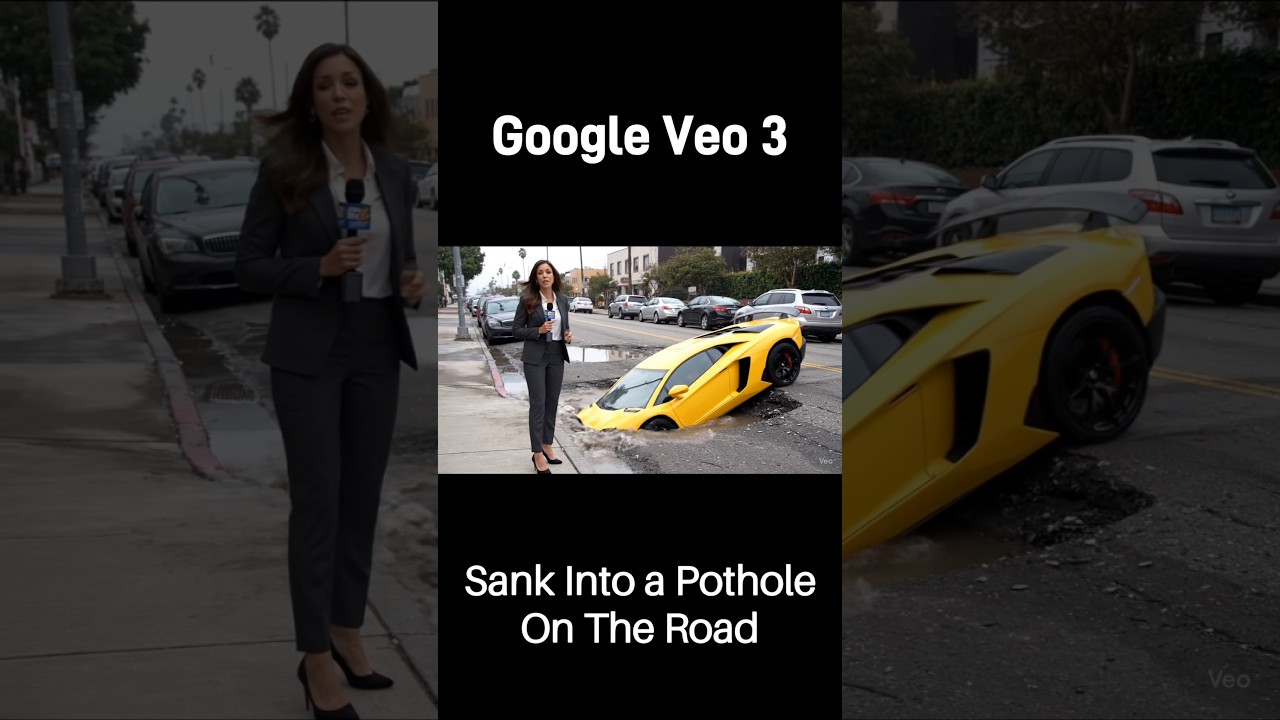 Google Veo 3 | a road with potholes #google #veo3 #funny #AI #gemini