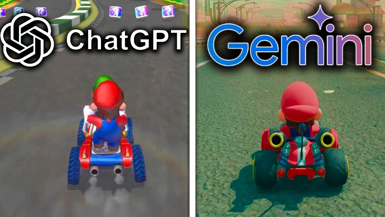 ChatGPT vs Gemini Make Mario Kart From Scratch (w/ Nano Banana Pro)