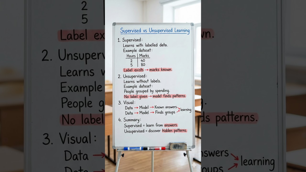Supervised vs Unsupervised Learning Explained Simply | Machine Learning Basics