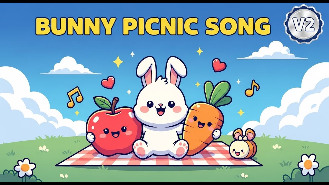 Learn AI Kids Song: Bunny’s Healthy Picnic Adventure! V2🥕🌈