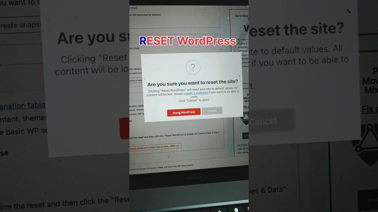Reset WordPress To Default#shorts #shortsfeed #wordpress #youtubeshorts #short #education#webrpoint