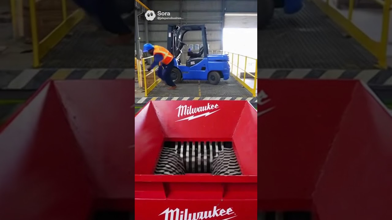 Vehicle shredder Kobolt forklift | Tools for Fools🧰 not Milwaukee Tools AI parody and slop #shorts