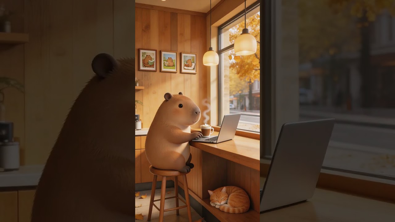 Capybaras’ fingers are too short, *crying*STUDY TIME #lofi #ai #satisfying #capybara  #music #viral