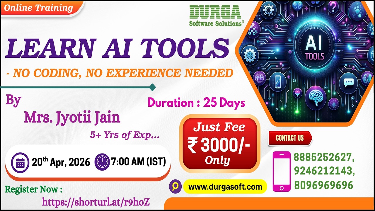 LEARN AI TOOLS – NO CODING, NO EXPERIENCE NEEDED Online Training @ DURGASOFT