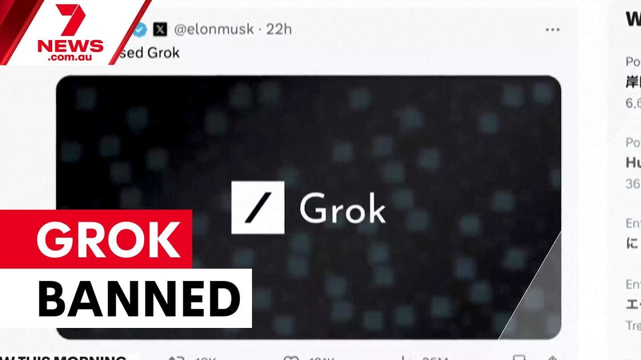 Elon Musk’s Grok AI faces global bans | 7NEWS